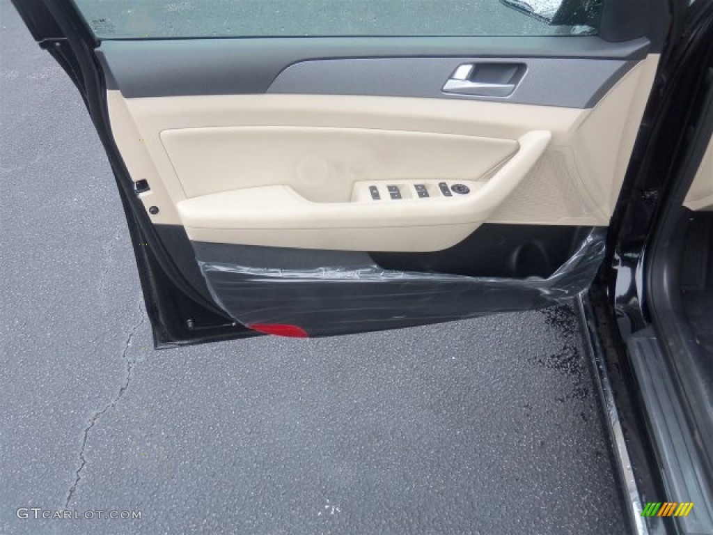 2016 Sonata Hybrid SE - Eclipse Black / Beige photo #20