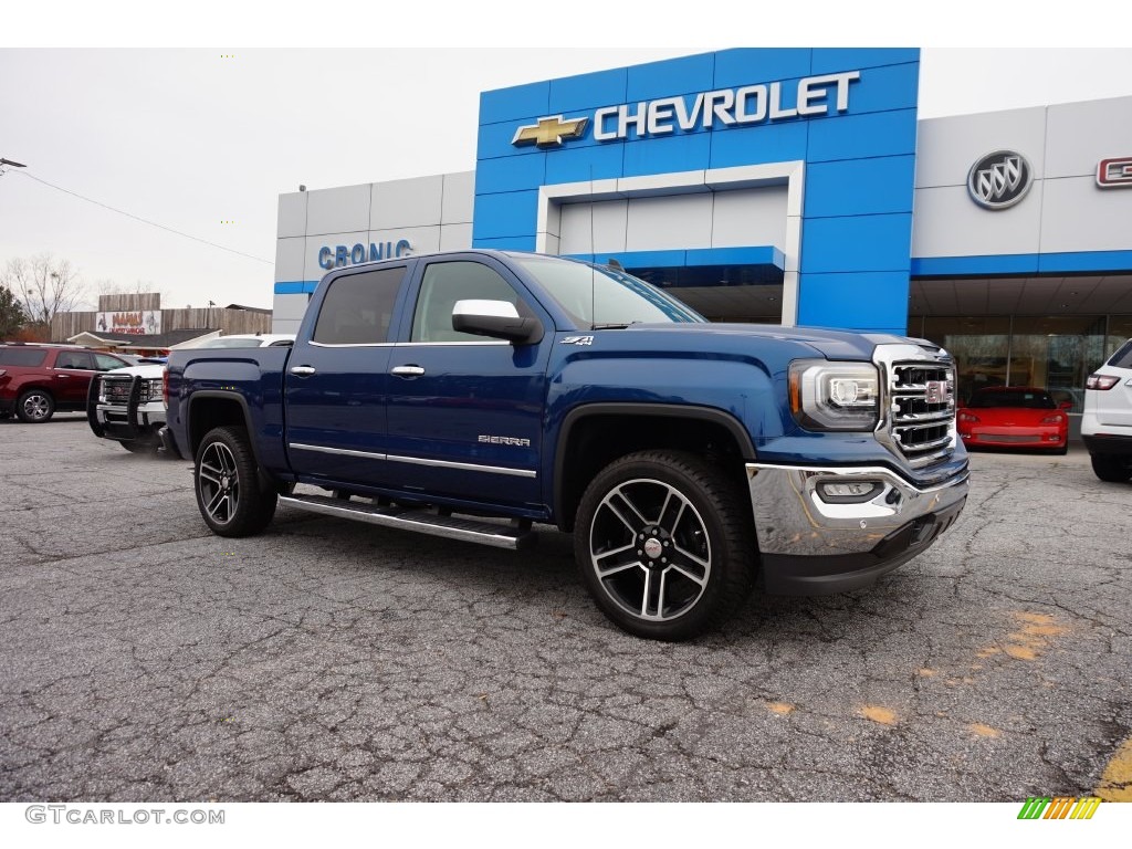 2016 Sierra 1500 SLT Crew Cab 4WD - Stone Blue Metallic / Cocoa/Dune photo #1