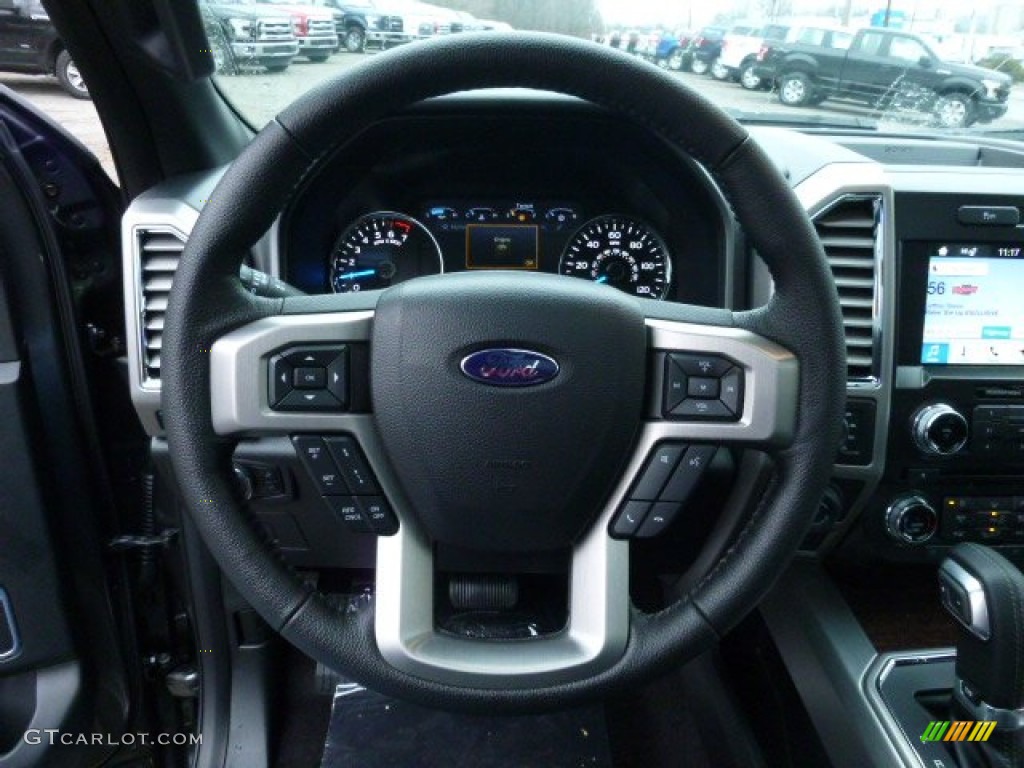 2016 Ford F150 Platinum SuperCrew 4x4 Platinum Black Steering Wheel Photo #109090213