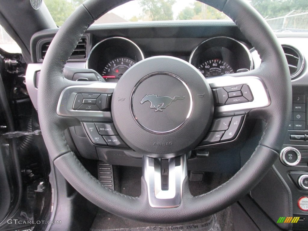 2016 Ford Mustang EcoBoost Coupe Ebony Steering Wheel Photo #109090570