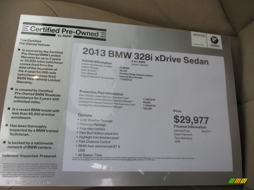 2013 3 Series 328i xDrive Sedan - Imperial Blue Metallic / Venetian Beige photo #12