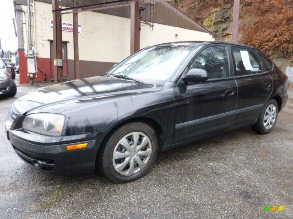2005 Elantra GLS Hatchback - Black Obsidian / Gray photo #6