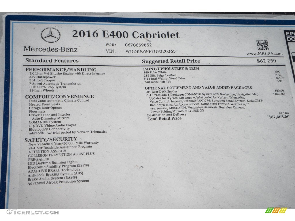 2016 E 400 Cabriolet - Polar White / Silk Beige/Espresso Brown photo #11