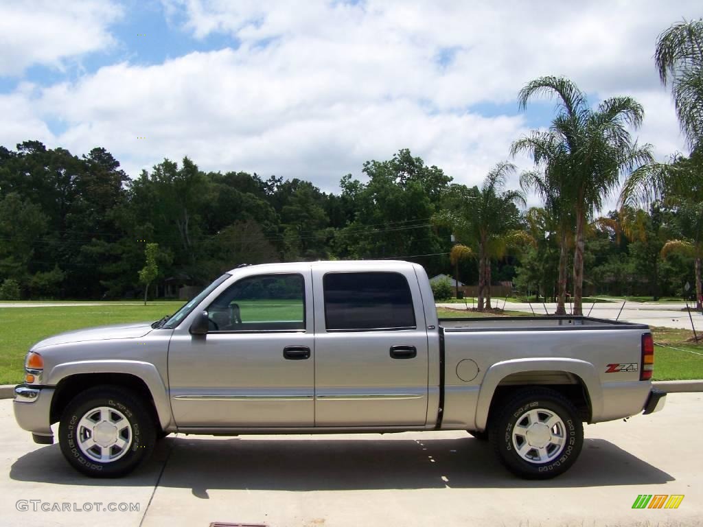 2005 Sierra 1500 SLT Crew Cab 4x4 - Silver Birch Metallic / Pewter photo #6