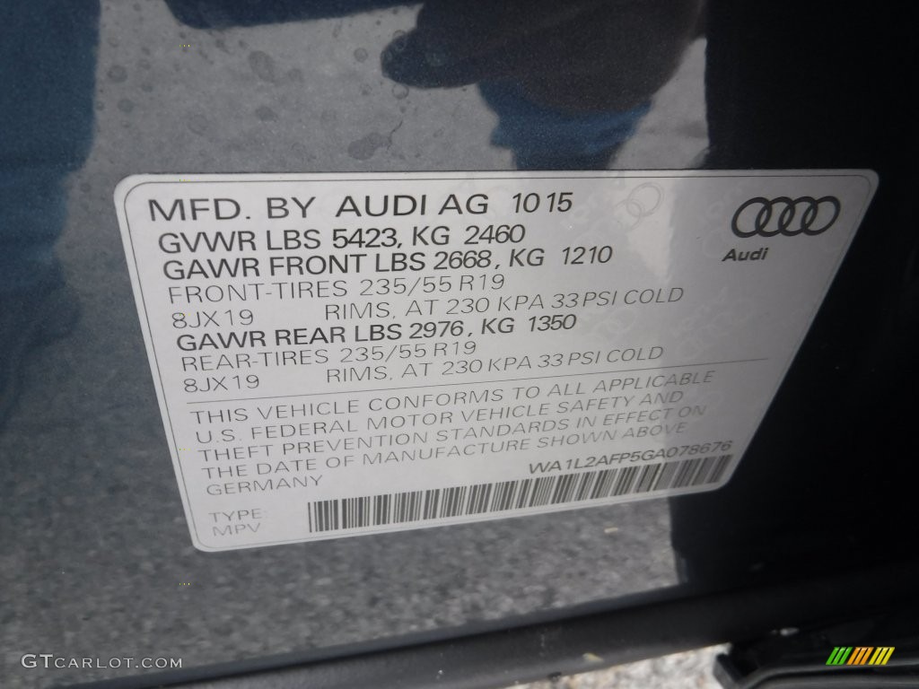 2016 Q5 2.0 TFSI Premium quattro - Utopia Blue Metallic / Titanium Gray photo #40
