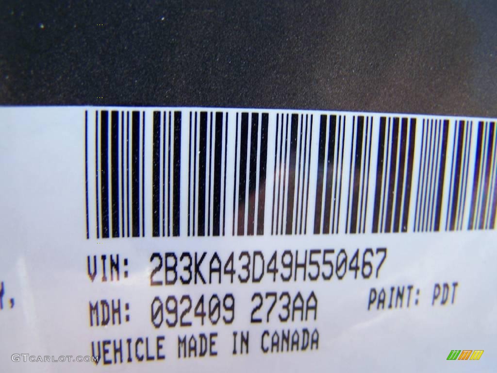 2009 Charger Color Code PDT for Dark Titanium Metallic Photo #10912010