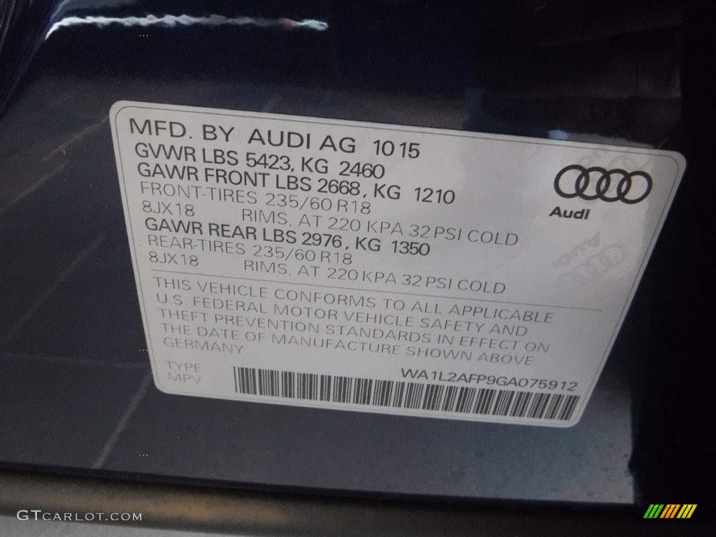 2016 Q5 2.0 TFSI Premium quattro - Scuba Blue Metallic / Titanium Gray photo #40