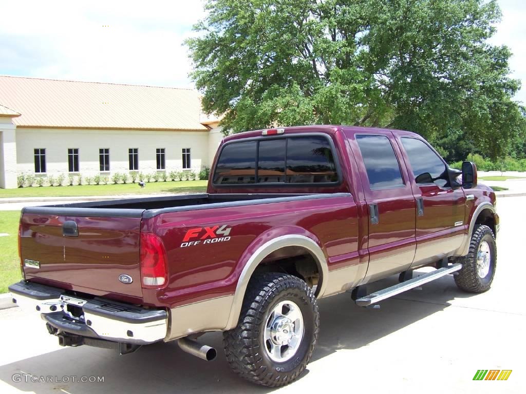 2005 F250 Super Duty Lariat FX4 Crew Cab 4x4 - Dark Toreador Red Metallic / Tan photo #3