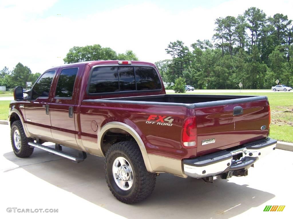 2005 F250 Super Duty Lariat FX4 Crew Cab 4x4 - Dark Toreador Red Metallic / Tan photo #5