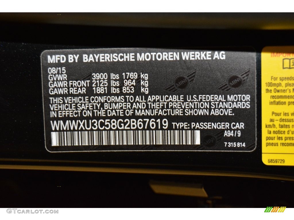 2016 Hardtop Color Code A94 for Midnight Black Metallic Photo #109130058