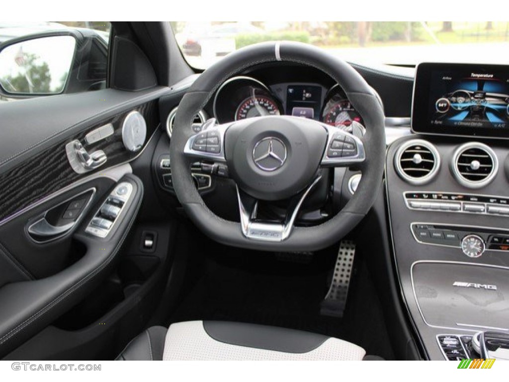 2015 Mercedes-Benz C 63 AMG Coupe designo Porcelain/Black Steering Wheel Photo #109133742