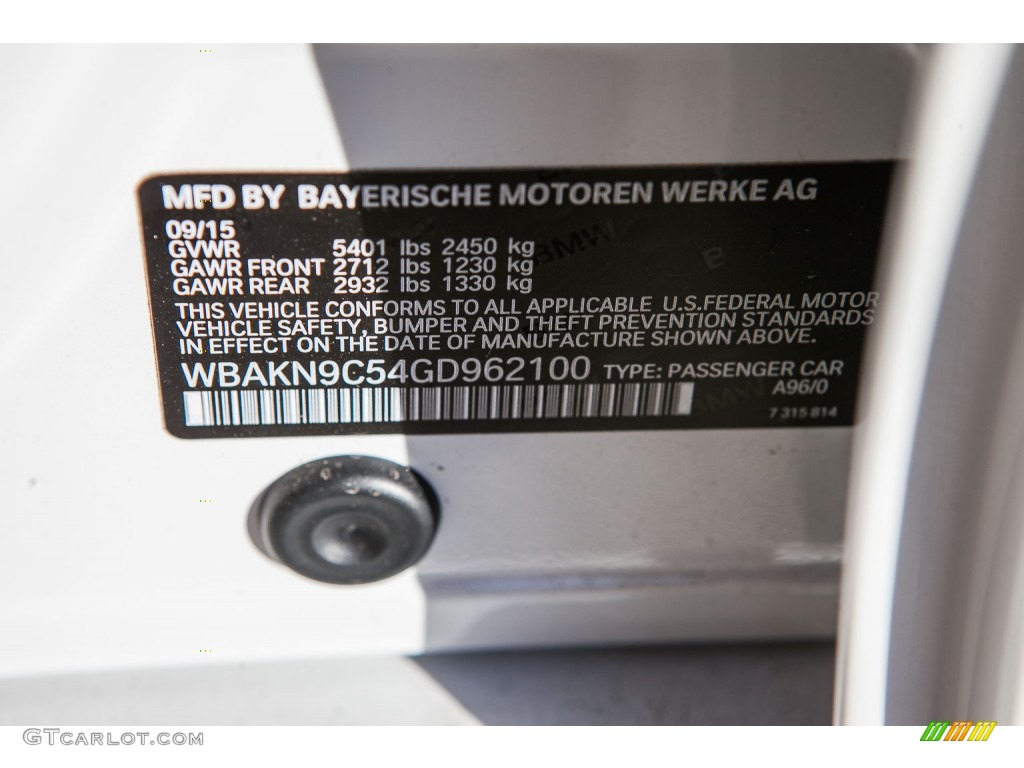 2016 BMW 5 Series 550i Sedan Color Code Photos