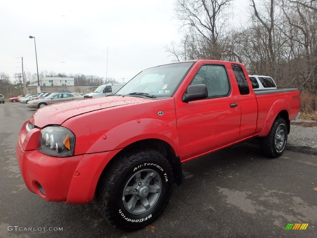 2004 Frontier XE V6 King Cab 4x4 - Aztec Red / Gray photo #1