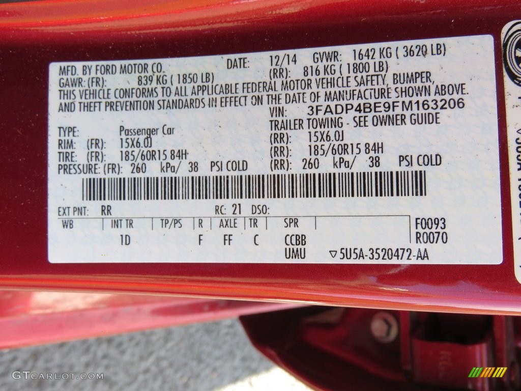 2015 Fiesta Color Code RR for Ruby Red Metallic Photo
