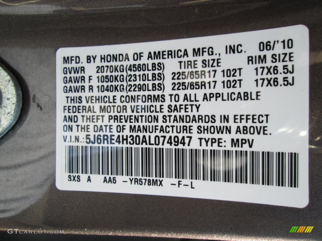 2010 CR-V LX AWD - Urban Titanium Metallic / Ivory photo #28