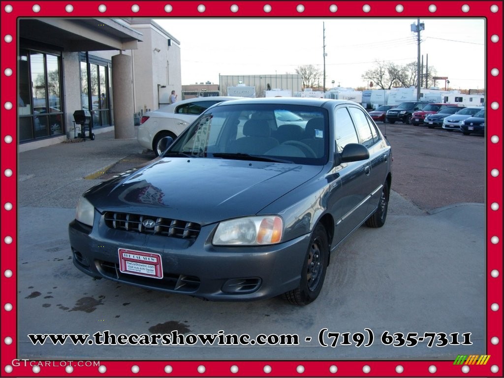 2002 Accent GL Sedan - Charcoal Gray / Gray photo #1