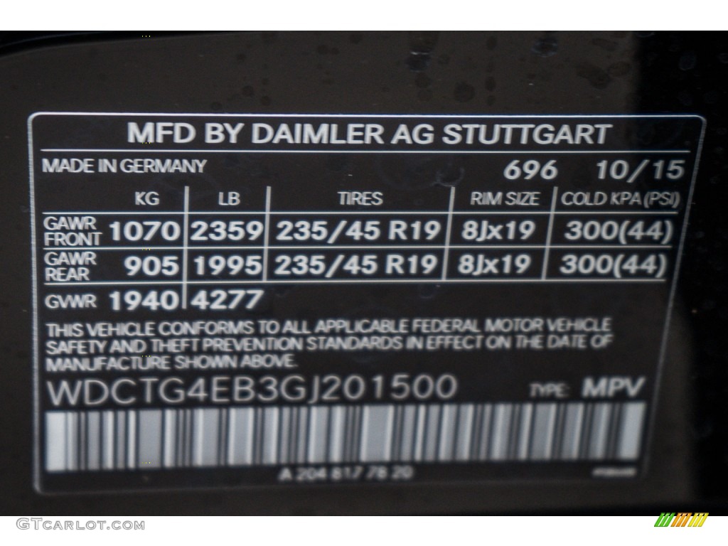 2016 GLA Color Code 696 for Night Black Photo #109194697