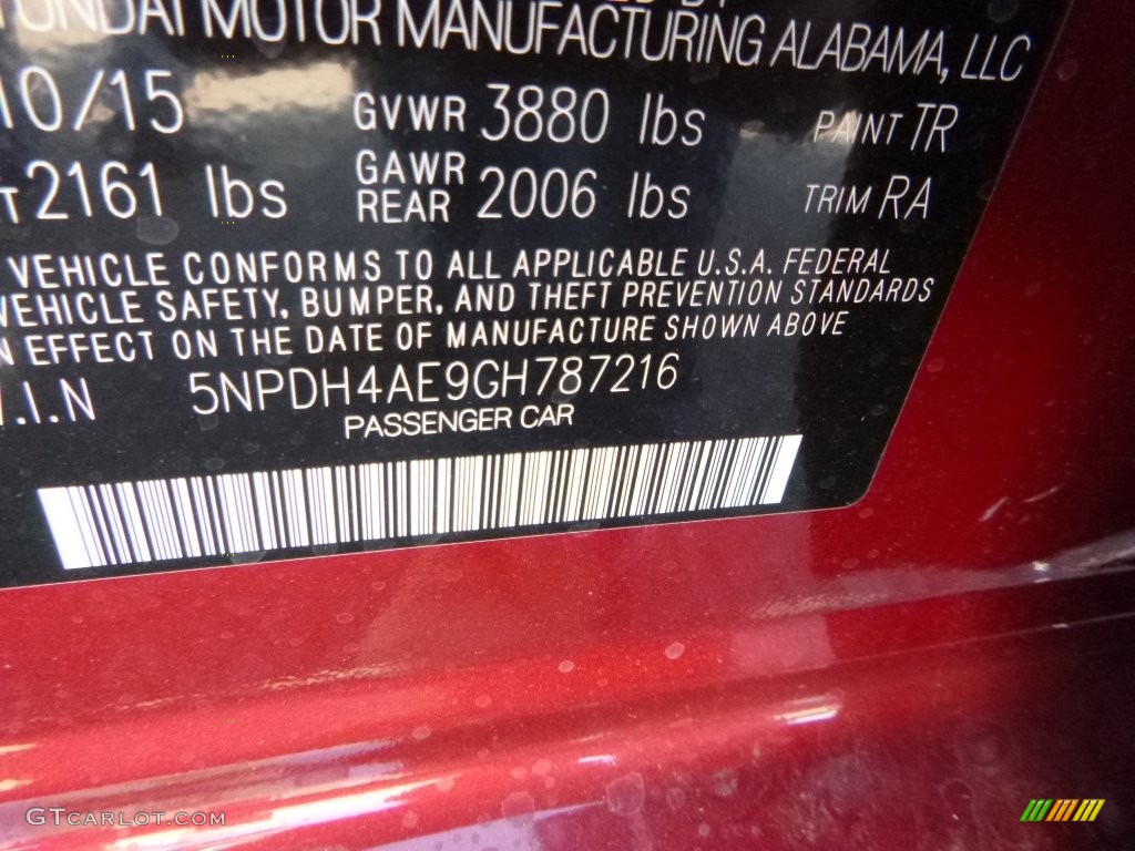 2016 Elantra SE - Red / Gray photo #15