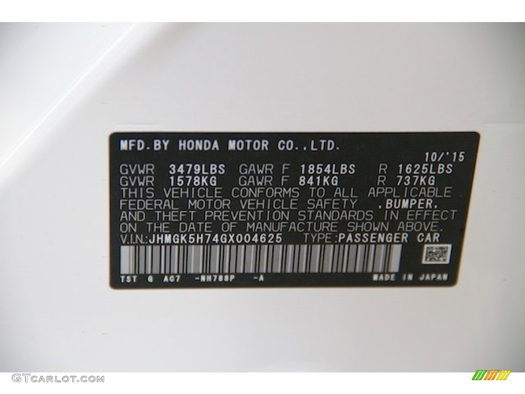 2016 Fit Color Code NH788P for White Orchid Pearl Photo #109206234