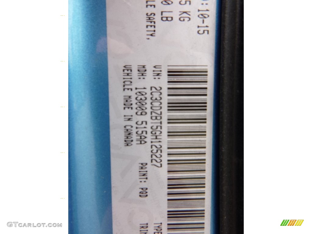 2016 Challenger Color Code PQD for B5 Blue Pearl Photo #109213723