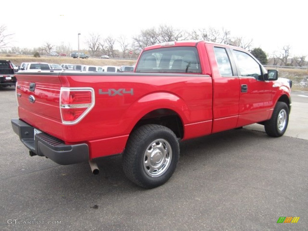 2010 F150 XL SuperCab 4x4 - Vermillion Red / Medium Stone photo #3