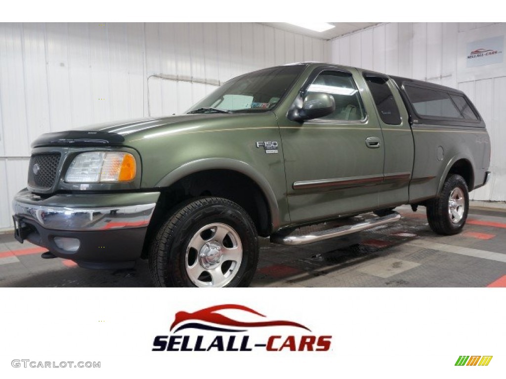 2003 F150 XLT SuperCab 4x4 - Estate Green Metallic / Medium Parchment Beige photo #1