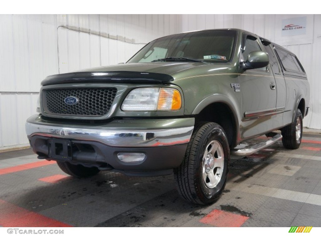 2003 F150 XLT SuperCab 4x4 - Estate Green Metallic / Medium Parchment Beige photo #3