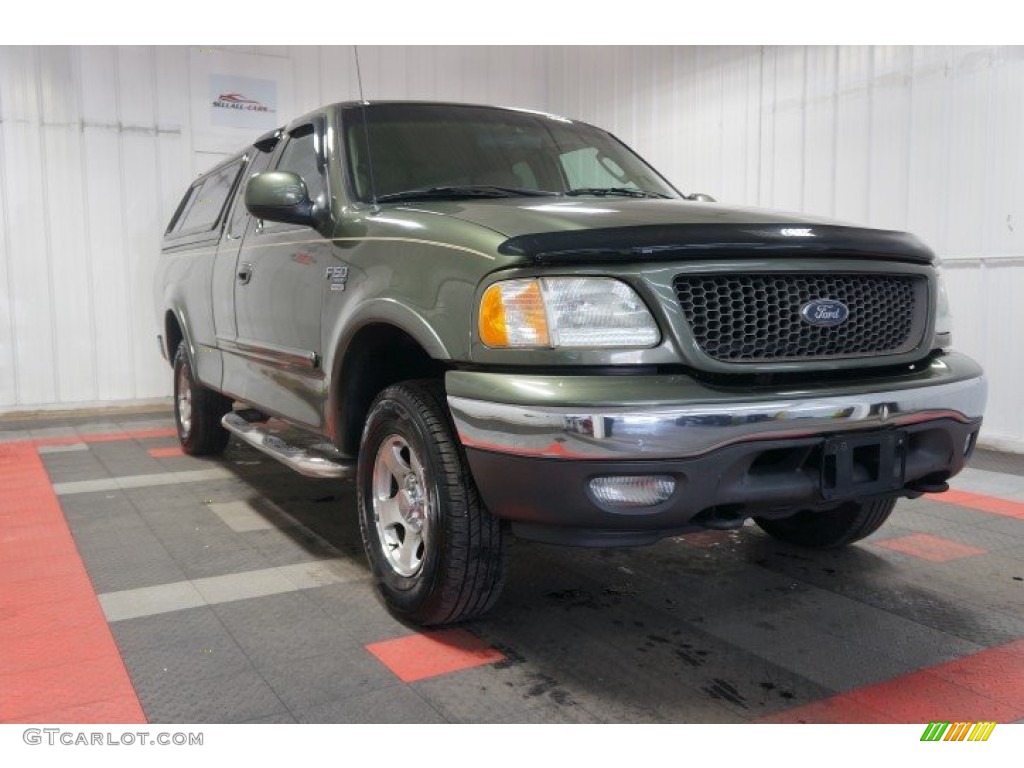 2003 F150 XLT SuperCab 4x4 - Estate Green Metallic / Medium Parchment Beige photo #5