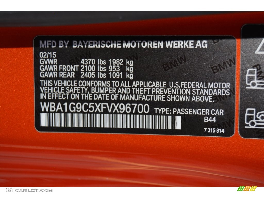 2015 2 Series Color Code B44 for Valencia Orange Photo #109254765