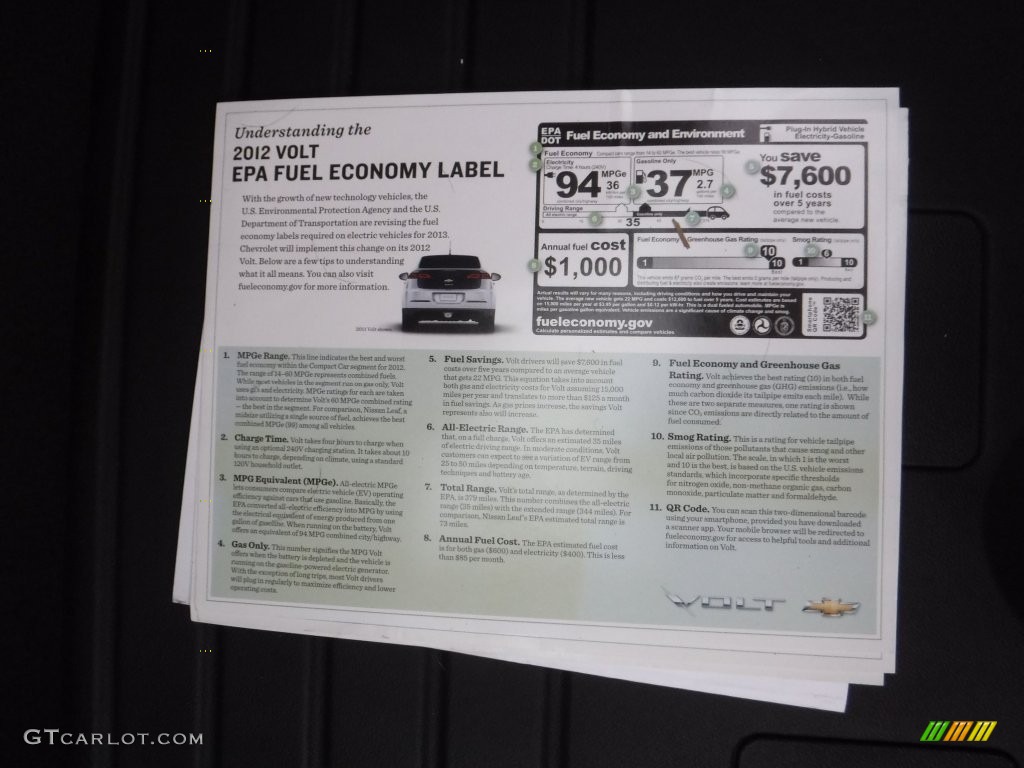 2012 Volt Hatchback - Summit White / Light Neutral/Dark Accents photo #29