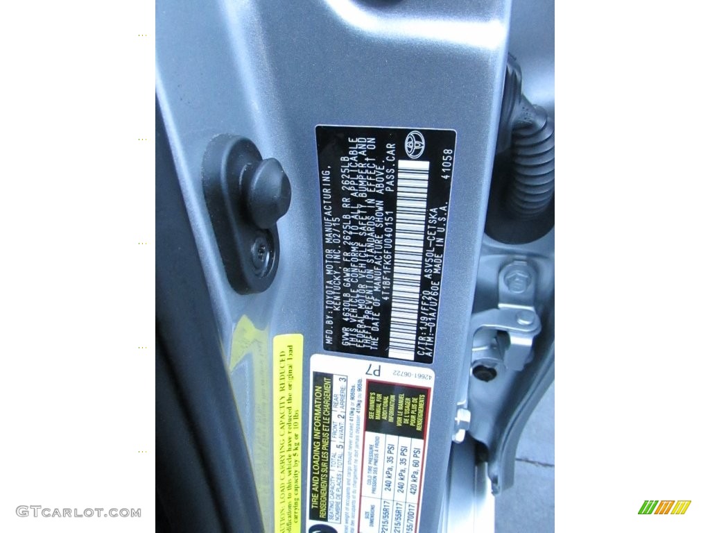 2015 Camry LE - Celestial Silver Metallic / Black photo #43