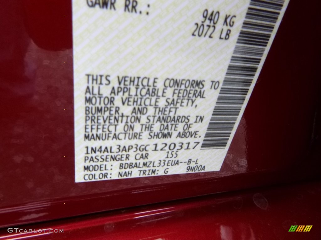 2016 Altima Color Code NAH for Cayenne Red Photo #109314371
