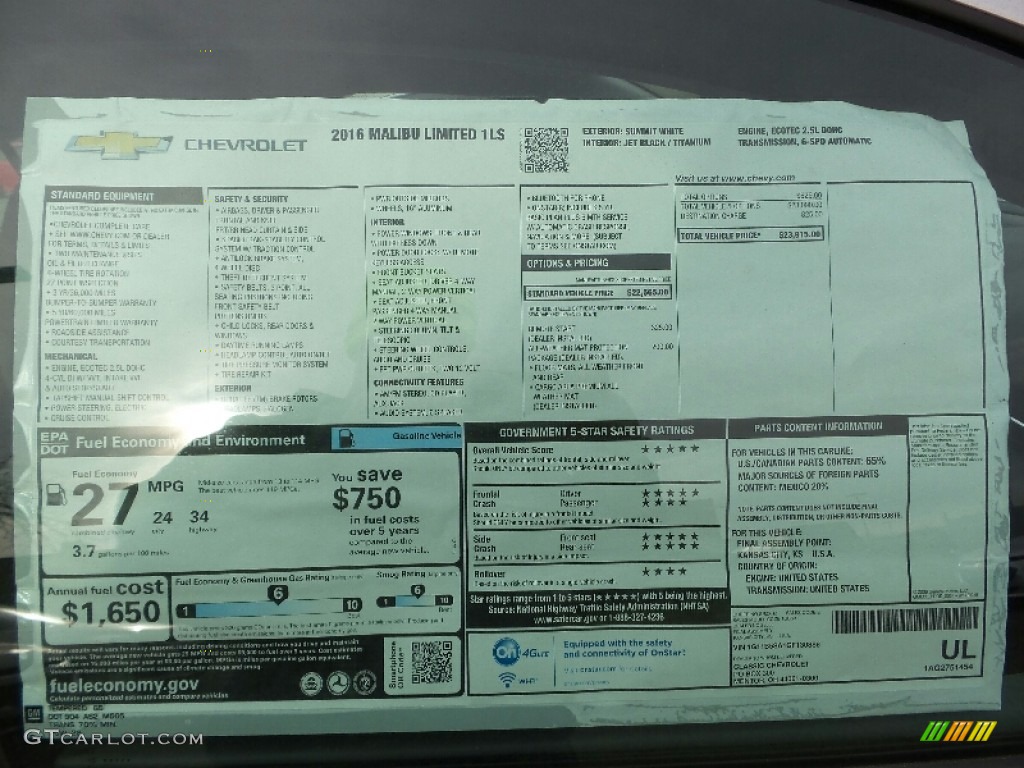 2016 Malibu Limited LS - Summit White / Jet Black/Titanium photo #7