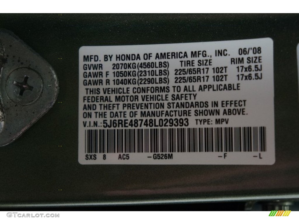 2008 CR-V EX-L 4WD - Green Tea Metallic / Ivory photo #14