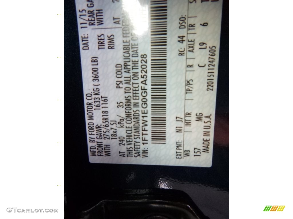 2016 F150 Color Code N1 for Blue Jeans Photo #109346291
