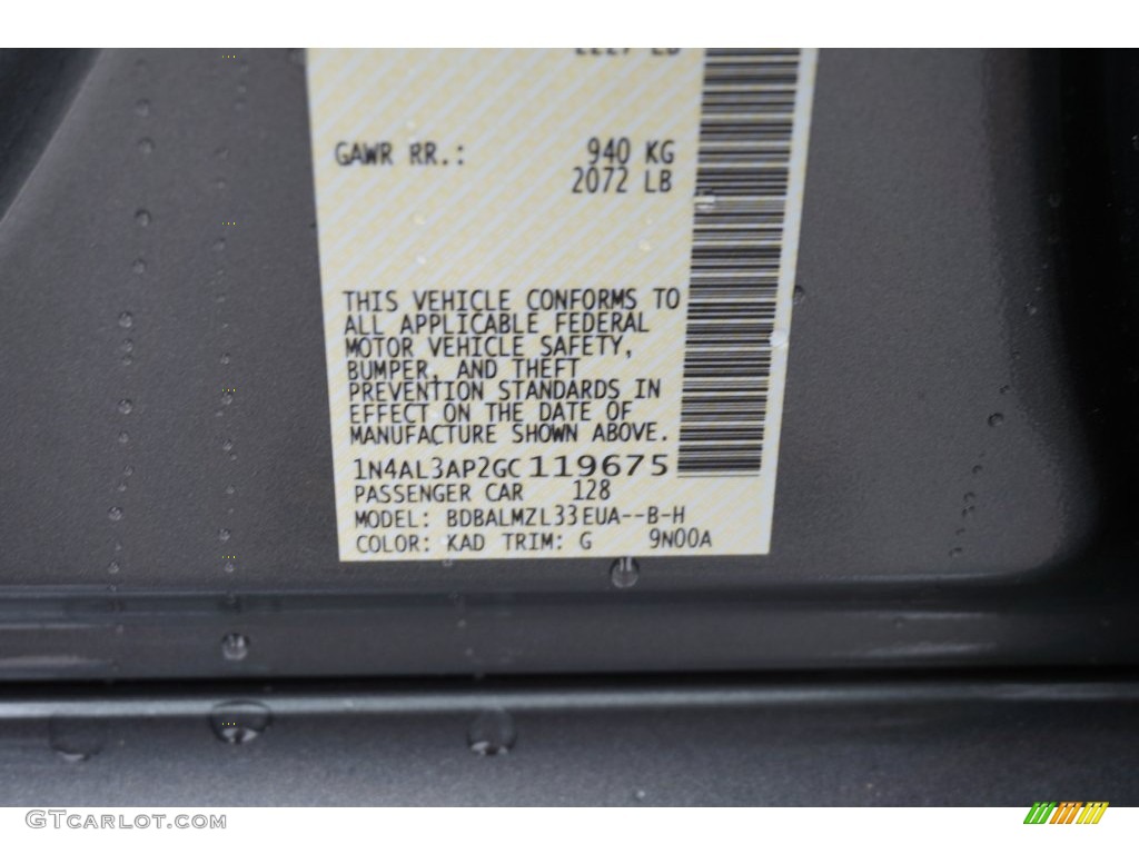 2016 Altima Color Code KAD for Gun Metallic Photo #109363583