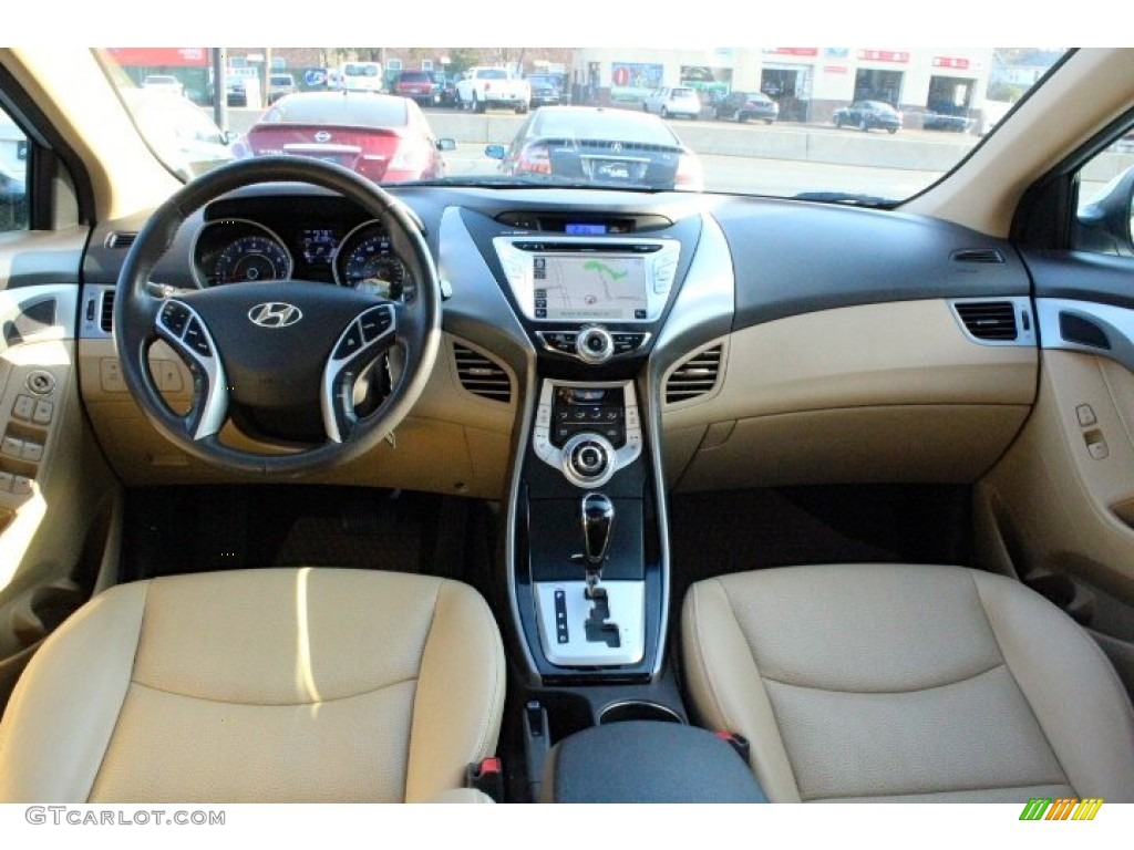 2012 Elantra Limited - Blue Sky Metallic / Beige photo #7
