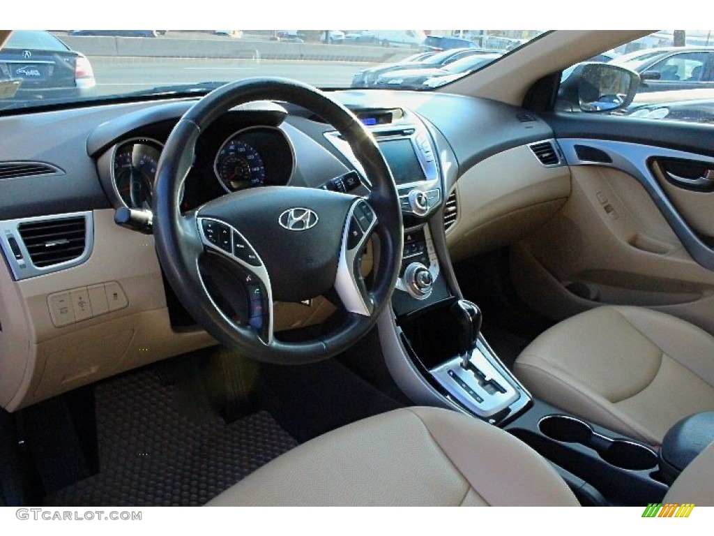 2012 Elantra Limited - Blue Sky Metallic / Beige photo #19