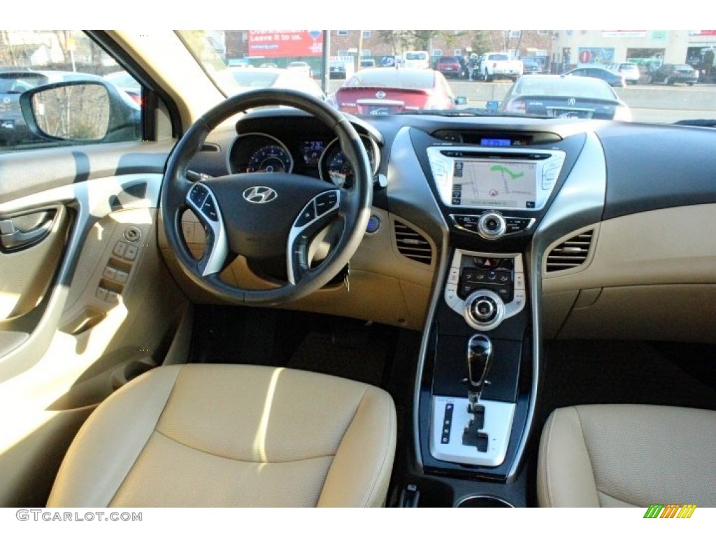 2012 Elantra Limited - Blue Sky Metallic / Beige photo #39