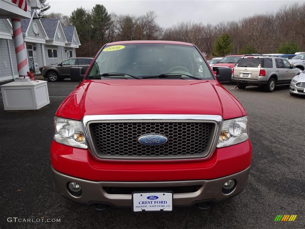 2006 F150 Lariat SuperCab 4x4 - Bright Red / Tan photo #2