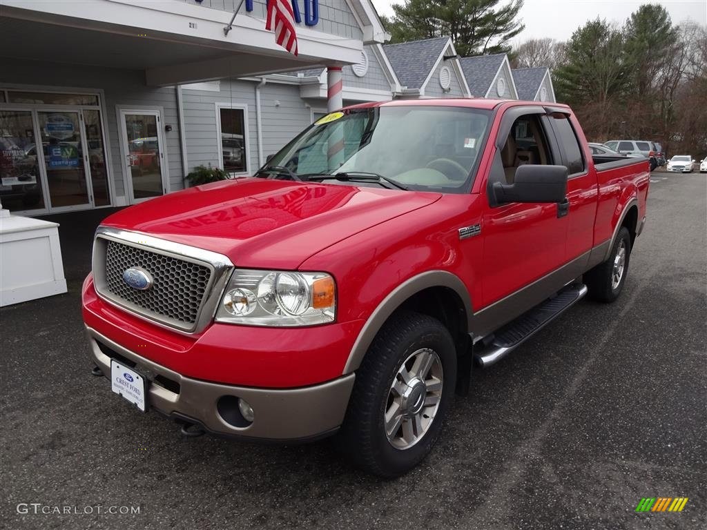 2006 F150 Lariat SuperCab 4x4 - Bright Red / Tan photo #3