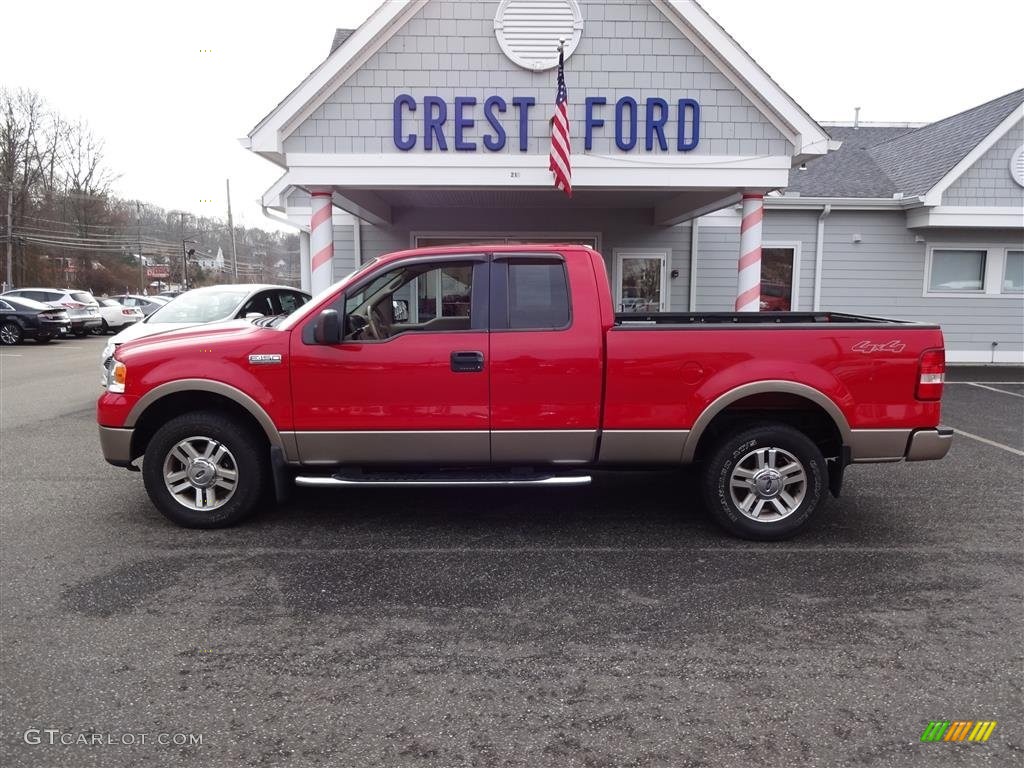 2006 F150 Lariat SuperCab 4x4 - Bright Red / Tan photo #4