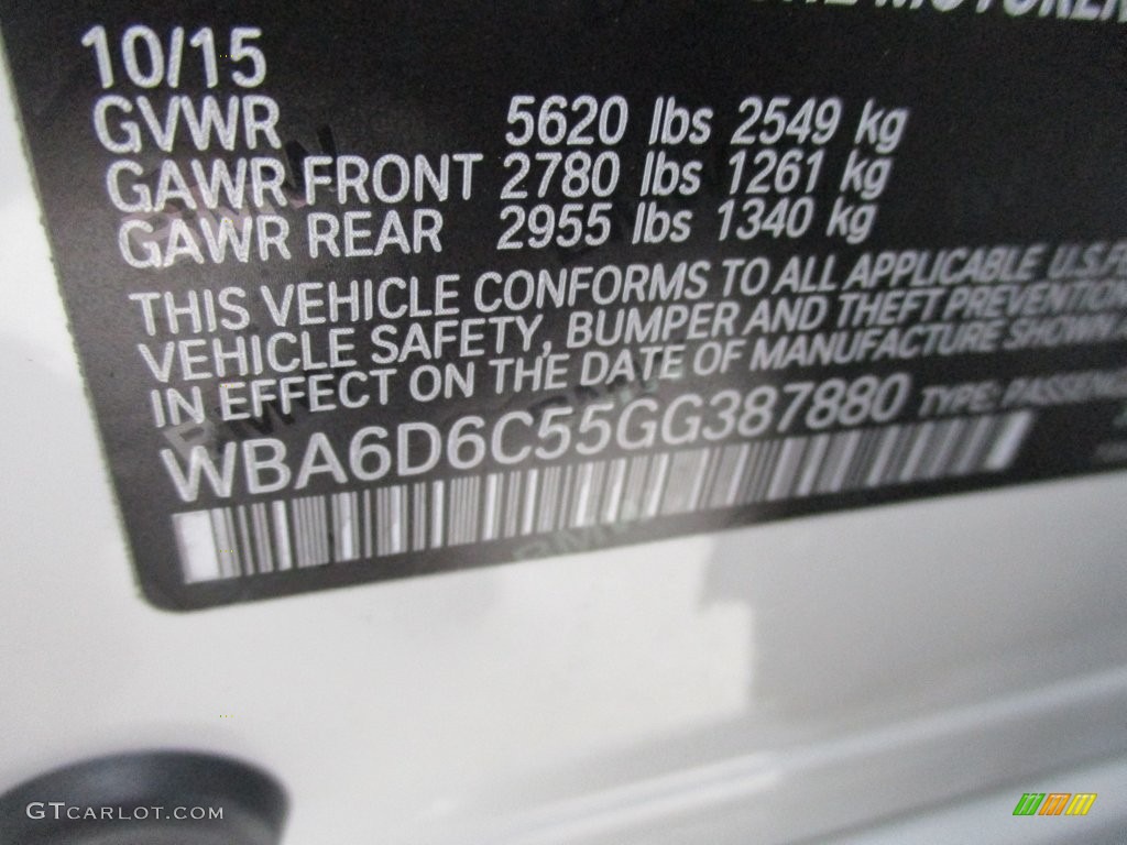 2016 6 Series 650i xDrive Gran Coupe - Alpine White / Black photo #19
