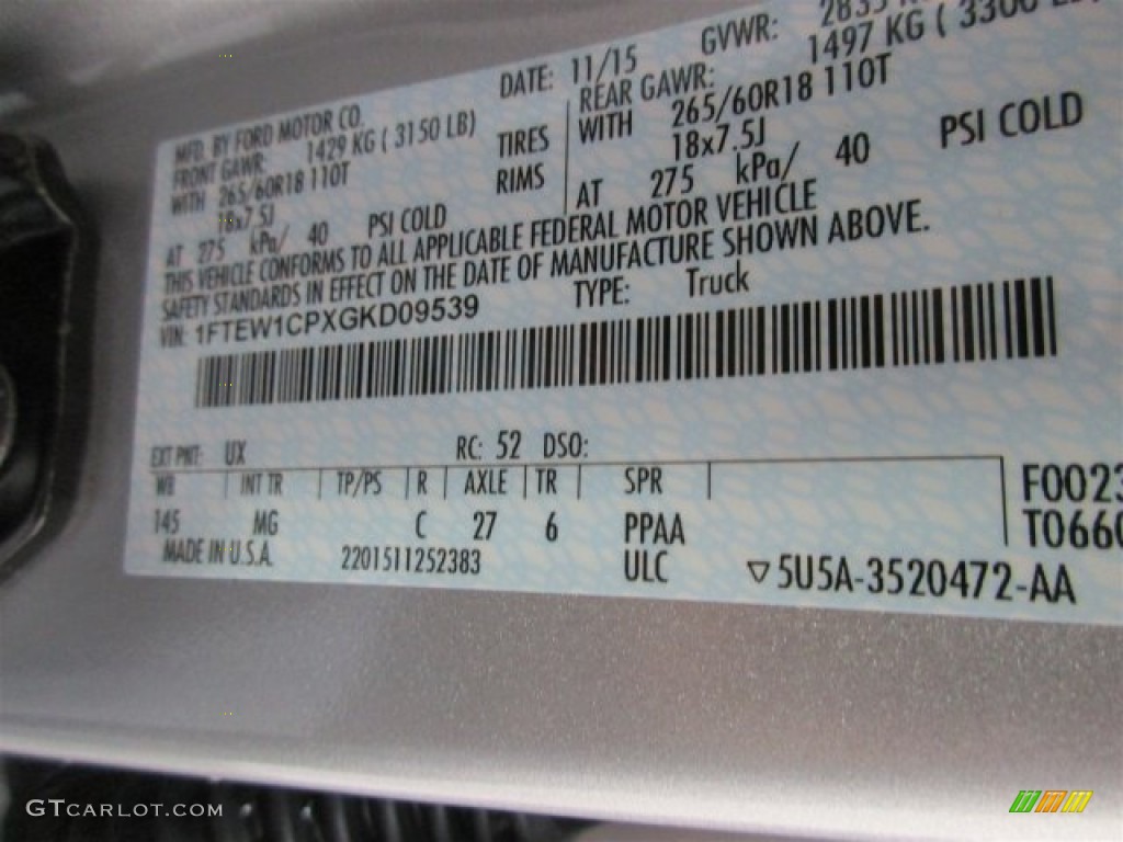 2016 F150 XLT SuperCrew - Ingot Silver / Medium Earth Gray photo #15