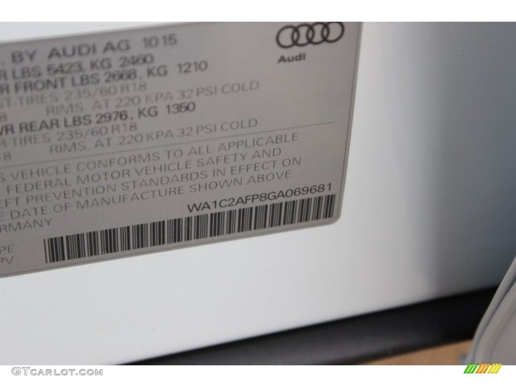 2016 Q5 2.0 TFSI Premium quattro - Glacier White Metallic / Black photo #34