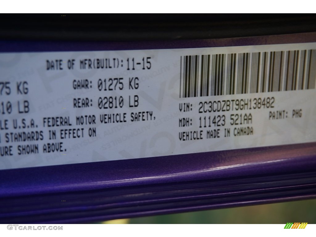 2016 Dodge Challenger R/T Color Code Photos