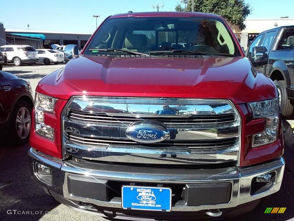 2015 F150 Lariat SuperCrew 4x4 - Ruby Red Metallic / Medium Light Camel photo #6