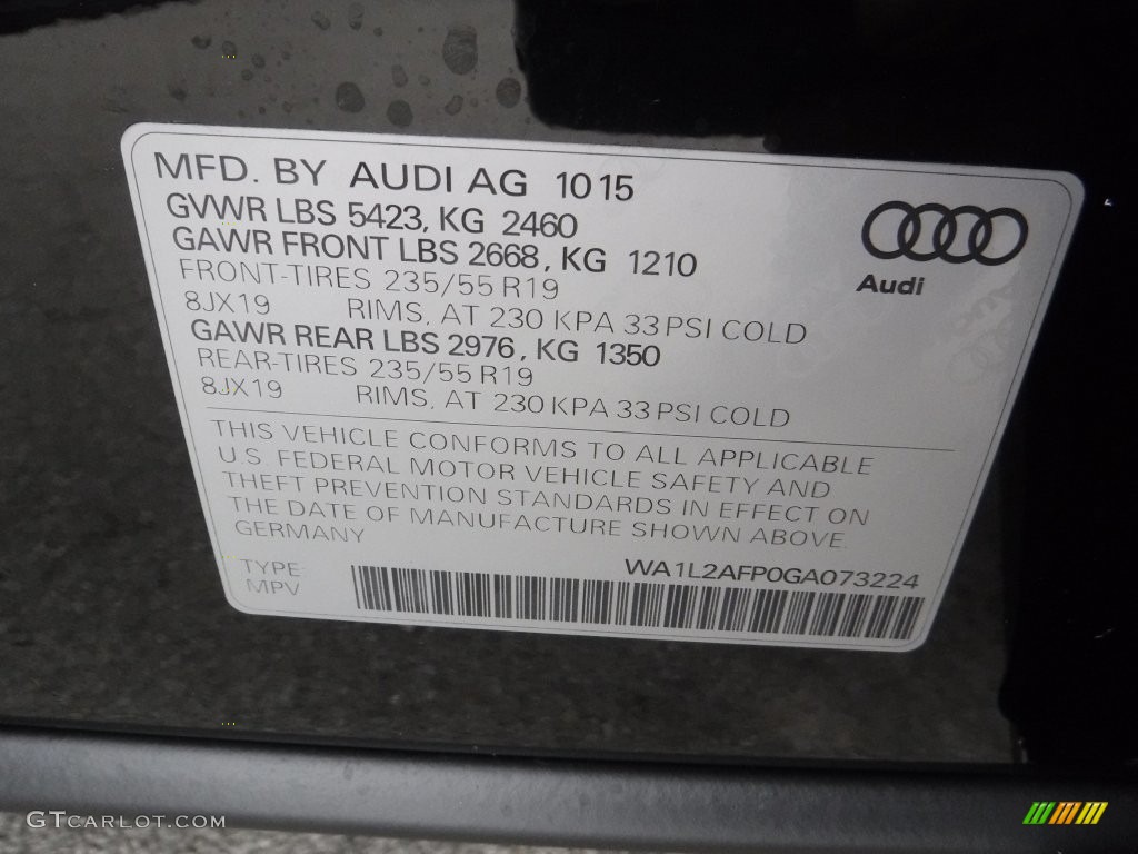 2016 Q5 2.0 TFSI Premium quattro - Mythos Black Metallic / Black photo #40