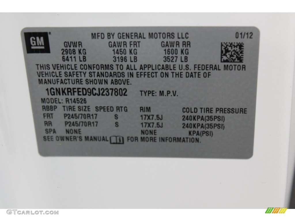 2012 Traverse LS - White / Dark Gray/Light Gray photo #17
