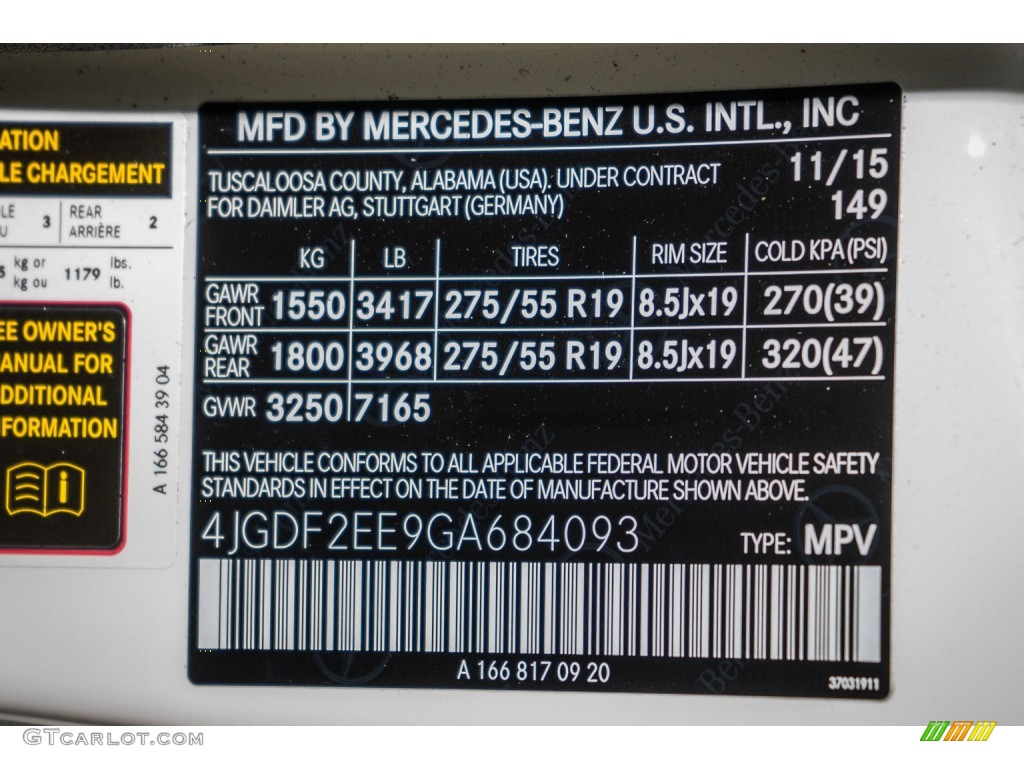 2016 GL Color Code 149 for Polar White Photo #109464047
